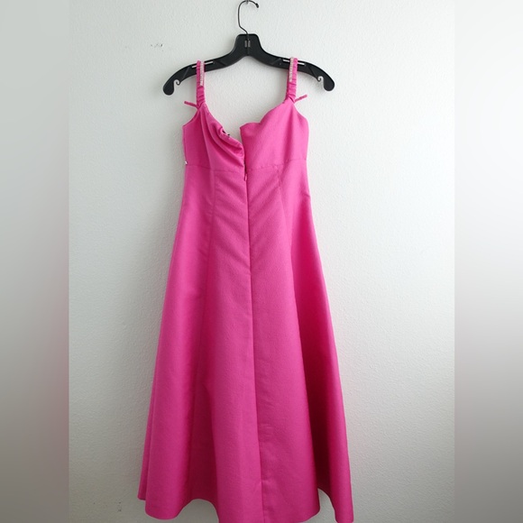 NWT Self-Portrait Pink Strapless A-line Off-Shoulder Flared Midi Dress Prom - Picture 5 of 15